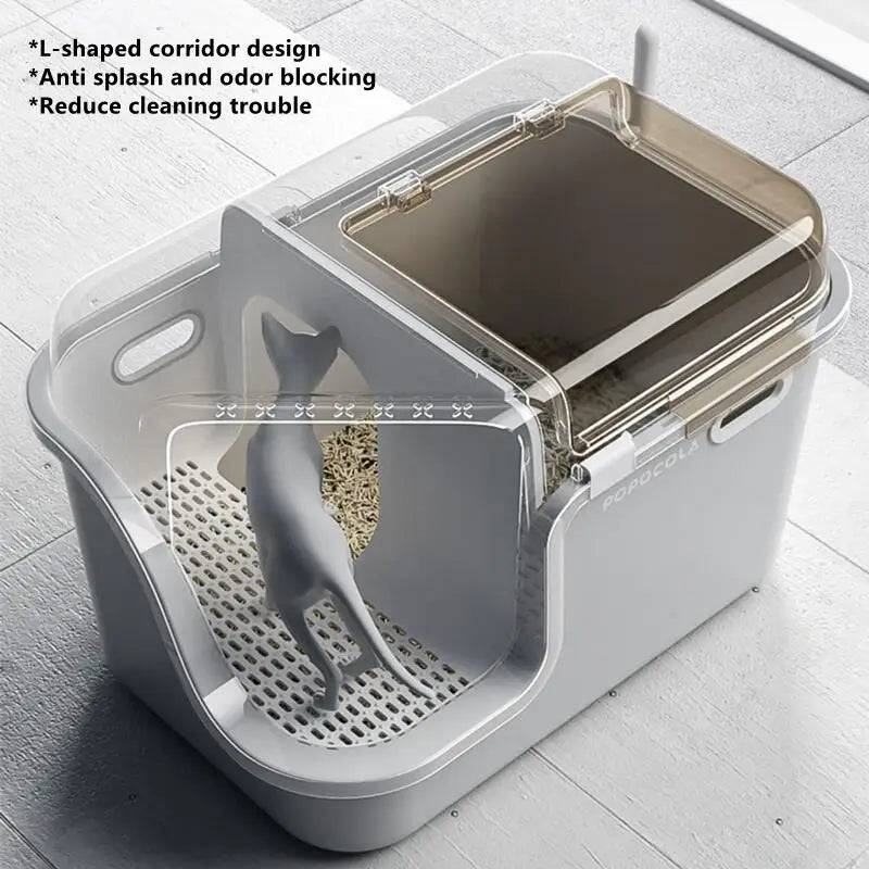 XL Enclosed Cat Litter Box Corridor Design with Detachable Cleaning Structure