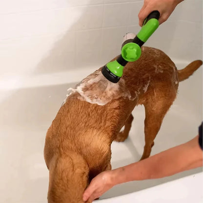 Pet Shower Sprayer Hose Nozzle 3 Spray Modes Green 4 Piece Connector Set