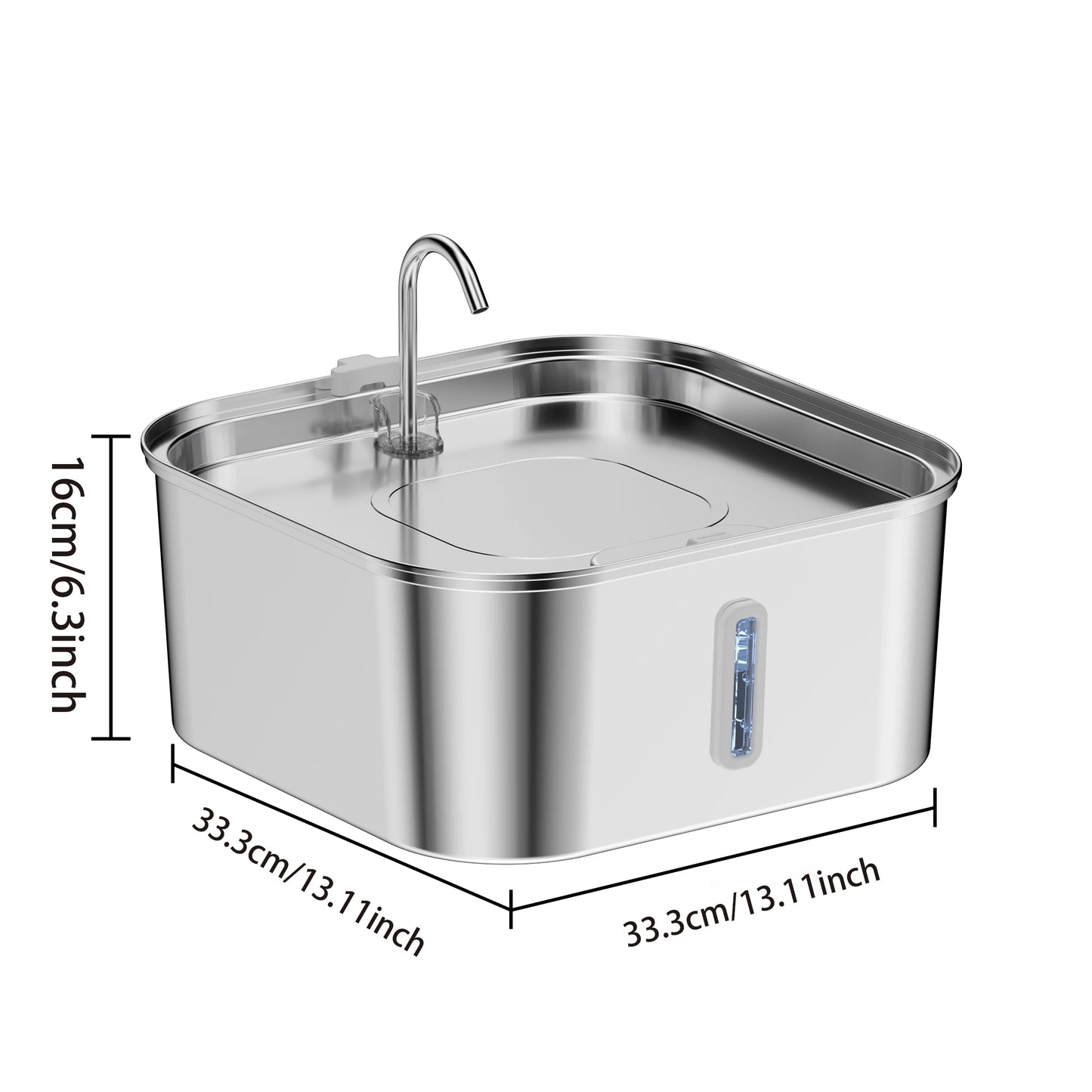 Automatic Pet Water Fountain 7 L Stainless Steel with Water Level Window
