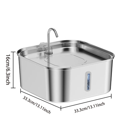 Automatic Pet Water Fountain 7 L Stainless Steel with Water Level Window