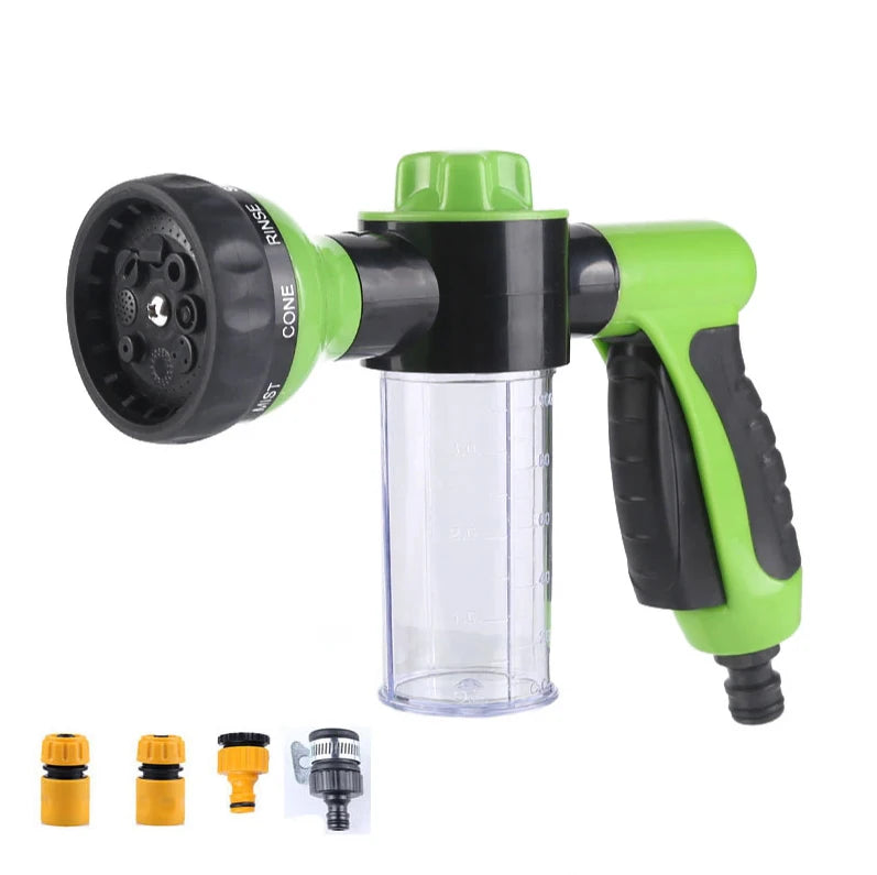 Pet Shower Sprayer Hose Nozzle 3 Spray Modes Green 4 Piece Connector Set