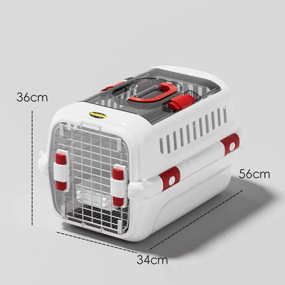 Cat Carrier Small Plastic Travel Carrier with Sliding Door and Top Skylight 49 × 32 × 30 cm