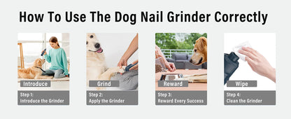 Electric Pet Nail Grinder 6 Speed with Dual LED Lights USB Rechargeable for Dogs and Cats