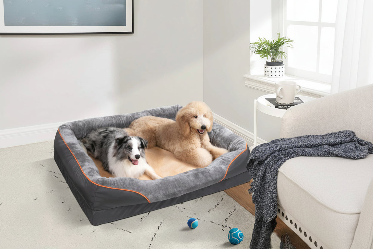 3XL Orthopedic Dog Bed Memory Foam Cushion with Removable Cover Grey