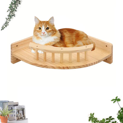 Wall Mounted Cat Hammock Corner Shelf Single Layer Wooden Cat Perch 31.5 × 31.5 cm