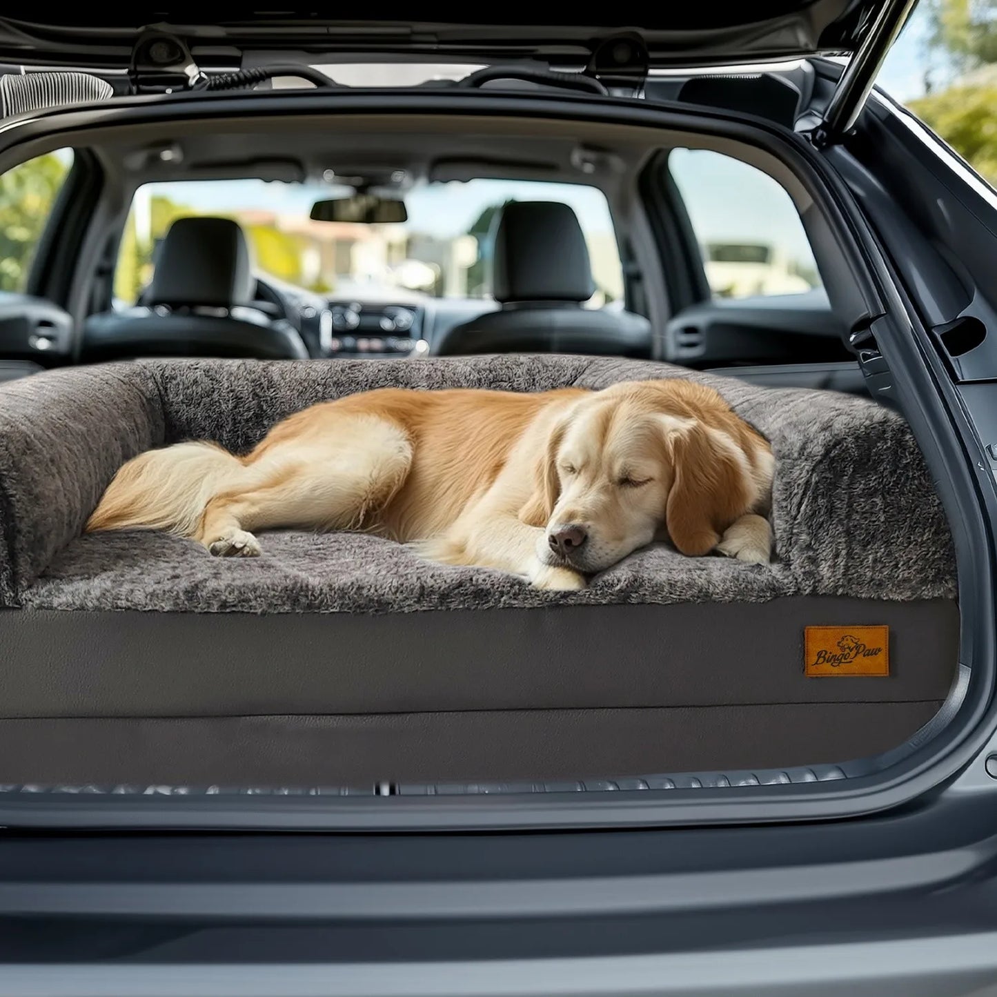 Foldable Human Size Dog Bed with Removable Cover Plush Surface and Sponge Foam Base Grey