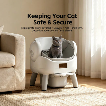 Automatic Smart Cat Litter Box 72 L with App Control Kitten Mode and 9 L Waste Bin