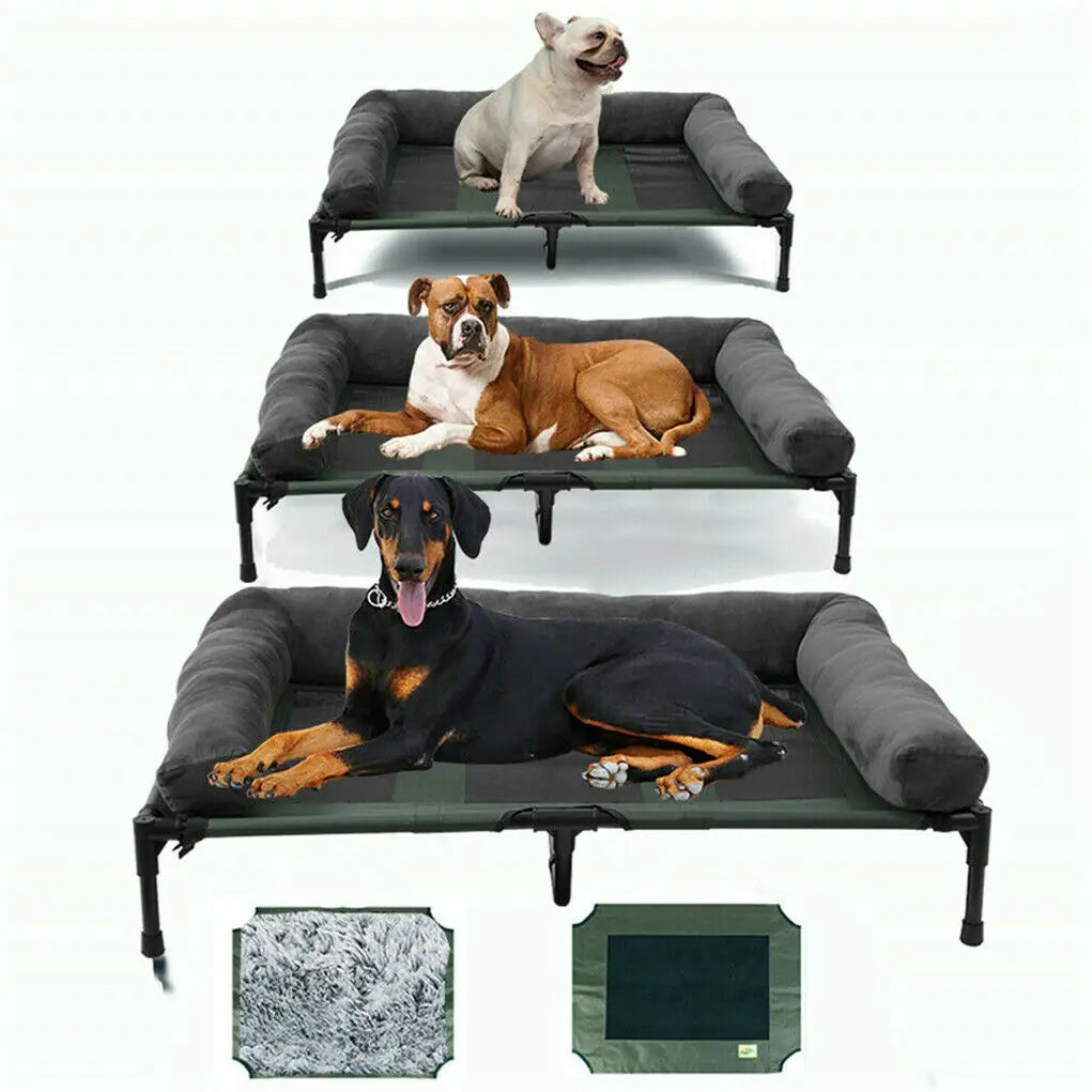 Elevated Pet Bed with Detachable Bolster and Two Covers  XL 110 x 80 x 28 cm Extra Large