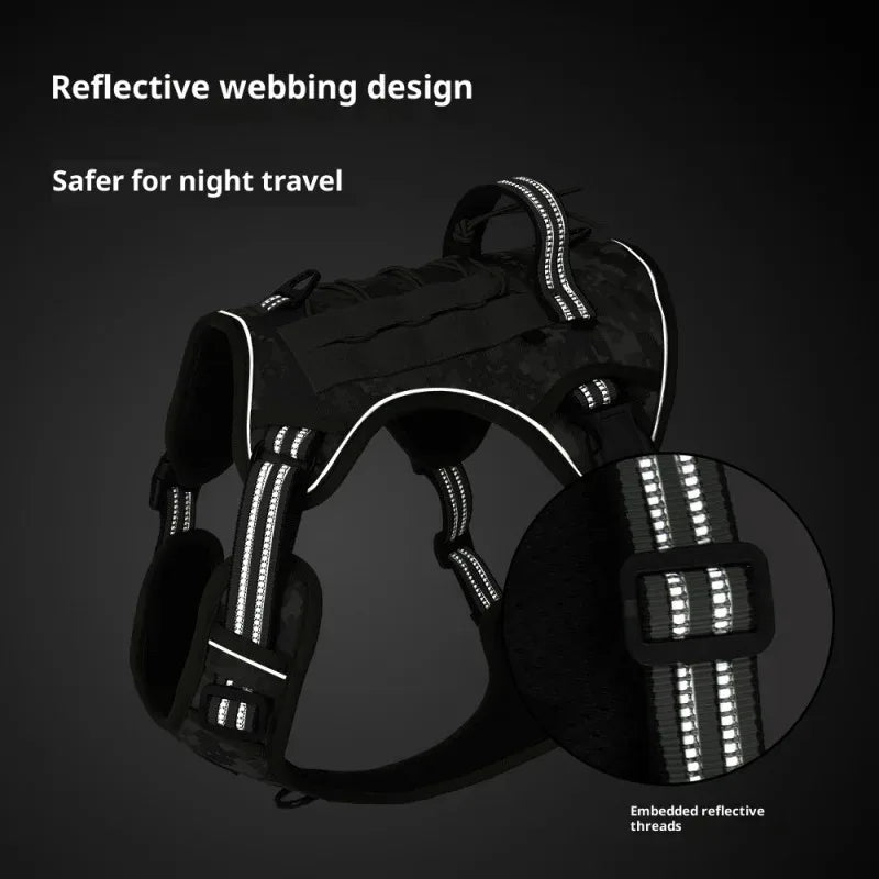 Small Dog Tactical Harness MOLLE Compatible Anti Pull Vest with Quick Release Buckles