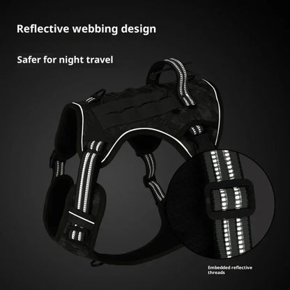 Small Dog Tactical Harness MOLLE Compatible Anti Pull Vest with Quick Release Buckles