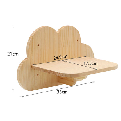 Cloud Shaped Wall Mounted Cat Climbing Shelf Single Layer Wooden Cat Step 24.5 × 17.5 cm