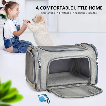 Pet Carrier Bag Soft Sided Polyester Travel Carrier with Mesh Panels M 43 × 28 × 28 cm