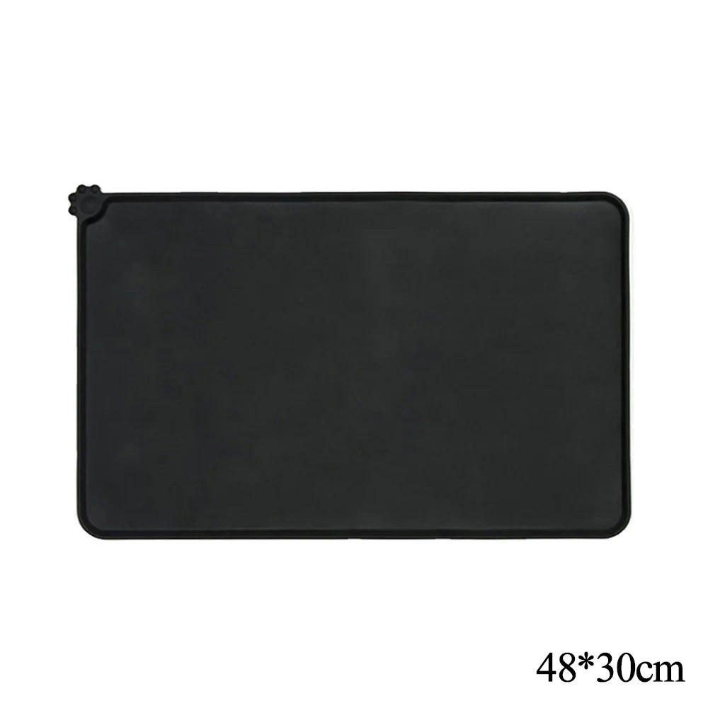 2PCS Silicone Pet Feeding Mat Waterproof Non-Slip Placemat 48 x 30 cm Black