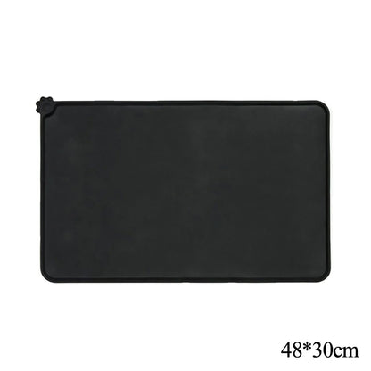 2PCS Silicone Pet Feeding Mat Waterproof Non-Slip Placemat 48 x 30 cm Black