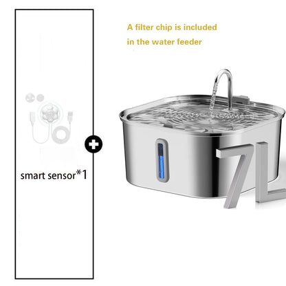 Automatic Pet Water Fountain 7 L Stainless Steel with Water Level Window