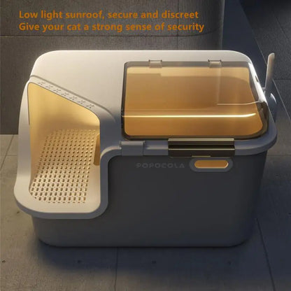 XL Enclosed Cat Litter Box Corridor Design with Detachable Cleaning Structure