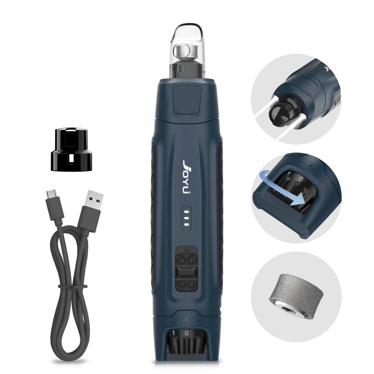 Electric Pet Nail Grinder 6 Speed with Dual LED Lights USB Rechargeable for Dogs and Cats