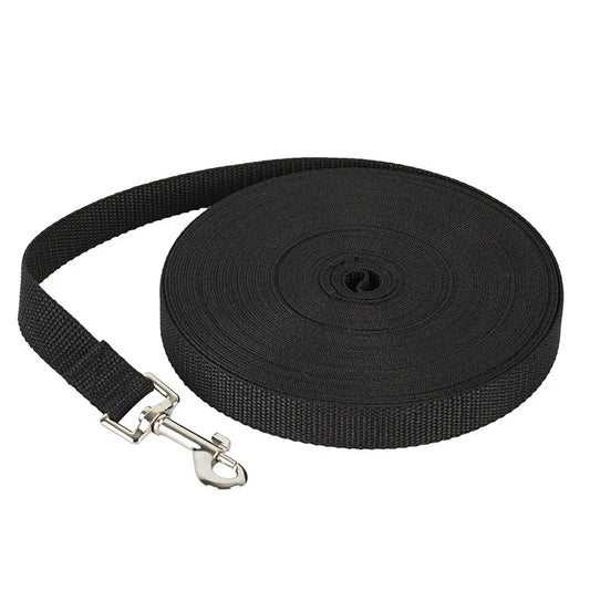 10M Nylon Dog Leash Black Long Training Lead 2cm Wide for Dogs
