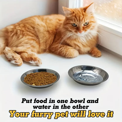 6 Piece Stainless Steel Pet Feeding Bowls Rounded Low Profile Design 16 cm