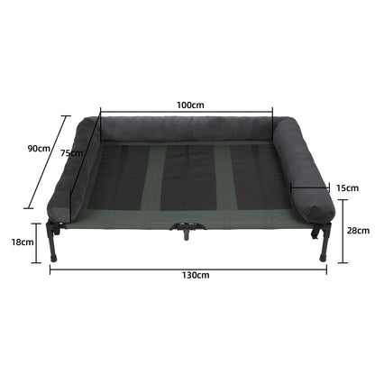Elevated Pet Bed with Detachable Bolster and Two Covers XXL 130 x 90 x 28 cm