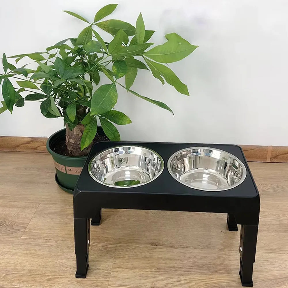 Elevated Dog Feeder with Adjustable Stand and Double Stainless Steel Bowls