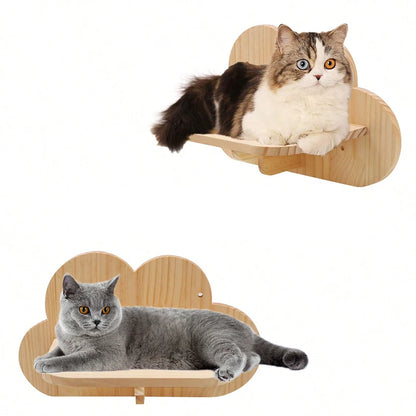 Cloud Shaped Wall Mounted Cat Climbing Shelf Single Layer Wooden Cat Step 24.5 × 17.5 cm
