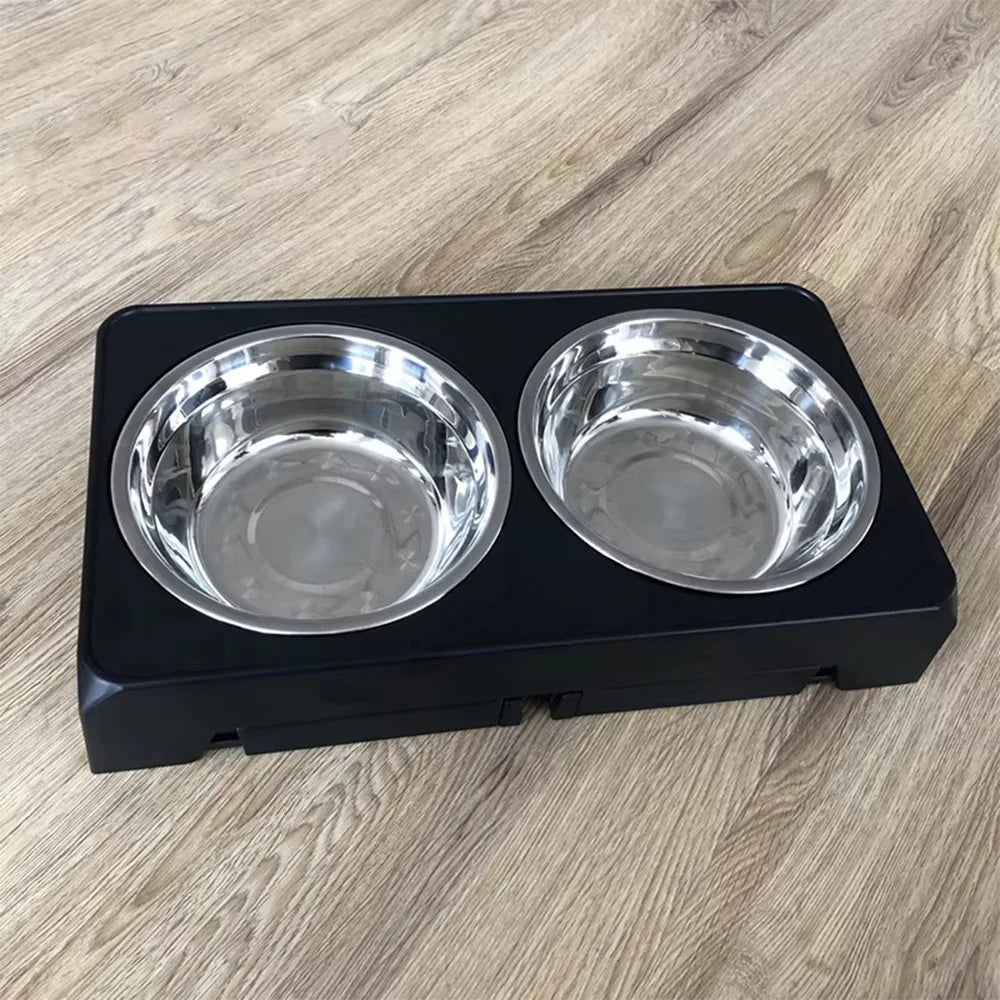 Elevated Dog Feeder with Adjustable Stand and Double Stainless Steel Bowls