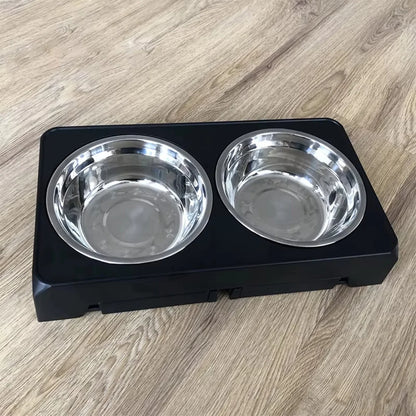 Elevated Dog Feeder with Adjustable Stand and Double Stainless Steel Bowls