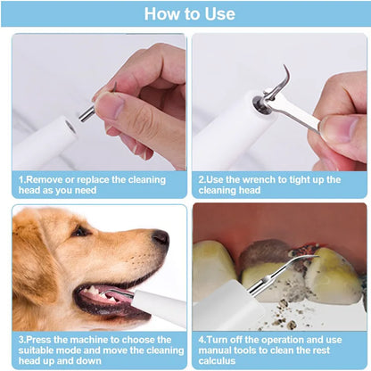 Ultrasonic Pet Tooth Cleaning Device White for Dogs and Cats