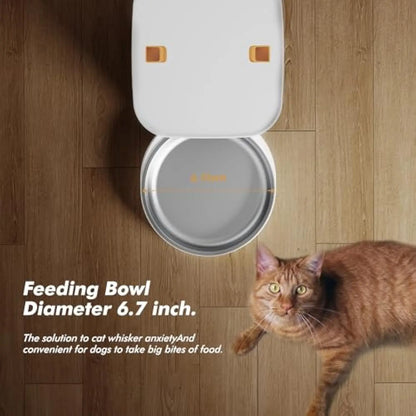 8L Smart Automatic Pet Feeder with HD Camera 5GHz WiFi Dual Stainless Steel Bowls Black