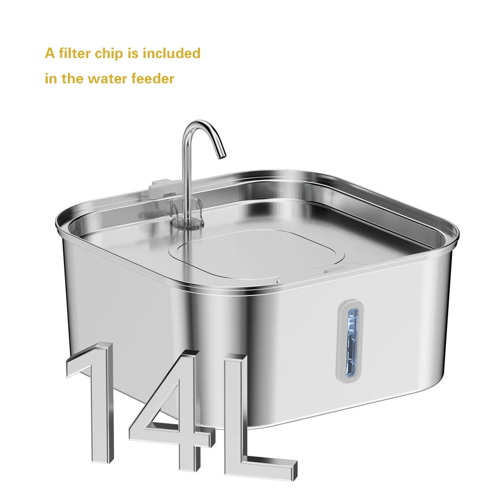 Automatic Pet Water Fountain 7 L Stainless Steel with Water Level Window