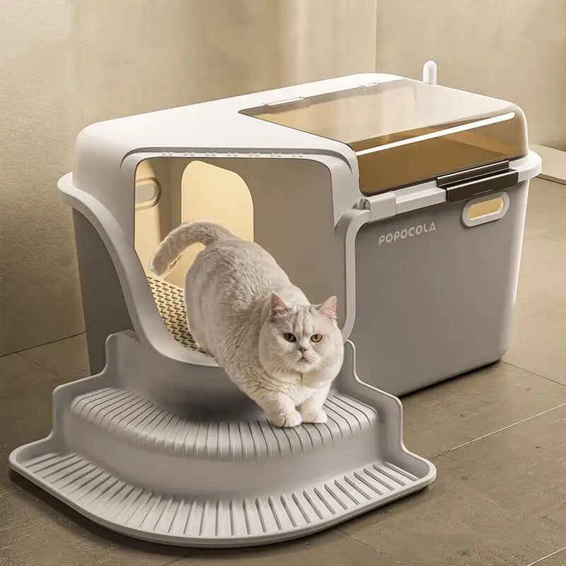 XL Enclosed Cat Litter Box Corridor Design with Detachable Cleaning Structure