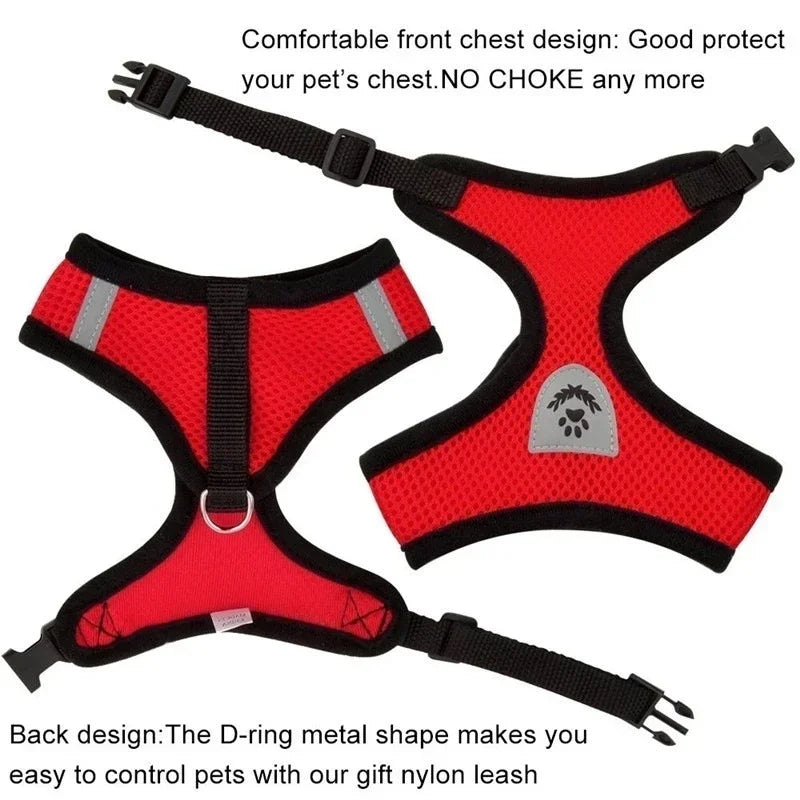 Cat Harness Vest Polyester Adjustable Mesh with 1.2m Leash Small Cat Harness Set