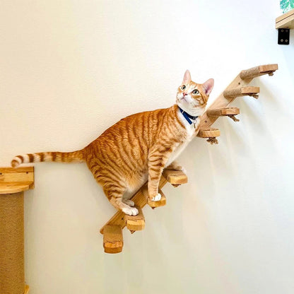 Wall Mounted Cat Climbing Stair Wooden Step with Sisal Rope 40 cm 1 piece