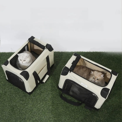 Foldable Double Decker Pet Trolley Carrier Rice Black for Cats and Dogs up to 20kg
