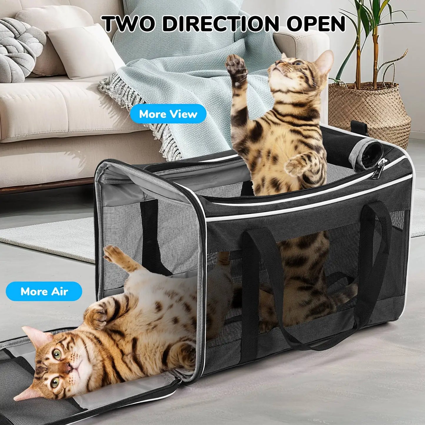 Pet Rolling Carrier with 360° Wheels Breathable Mesh Two Opening Design Padded Handle 29.5 x 44 x 29.5 cm