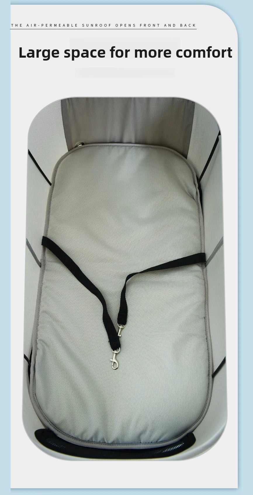 Foldable Pet Stroller Gray Detachable Carrier for Cats and Dogs
