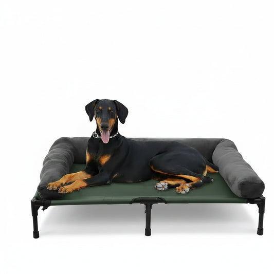 Elevated Pet Bed with Detachable Bolster and Two Covers L 90 x 70 x 28 cm