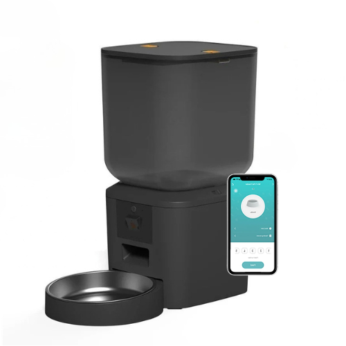 8L Smart Automatic Pet Feeder with HD Camera 5GHz WiFi Dual Stainless Steel Bowls Black