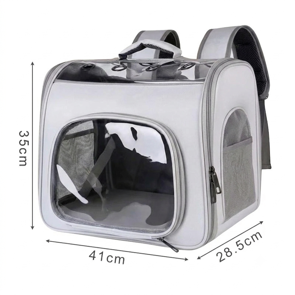 Pet Travel Backpack Carrier Foldable with Mesh Panels 41 × 28.5 × 35 cm for Pets within 7.5 kg