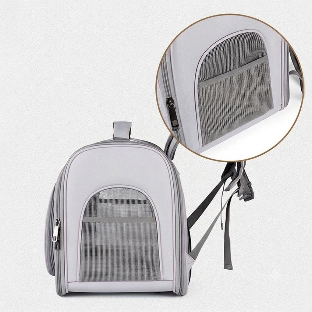 Pet Travel Backpack Carrier Foldable with Mesh Panels 41 × 28.5 × 35 cm for Pets within 7.5 kg