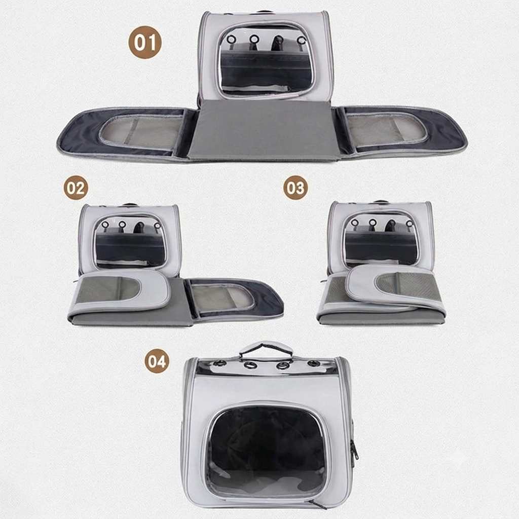 Pet Travel Backpack Carrier Foldable with Mesh Panels 41 × 28.5 × 35 cm for Pets within 7.5 kg