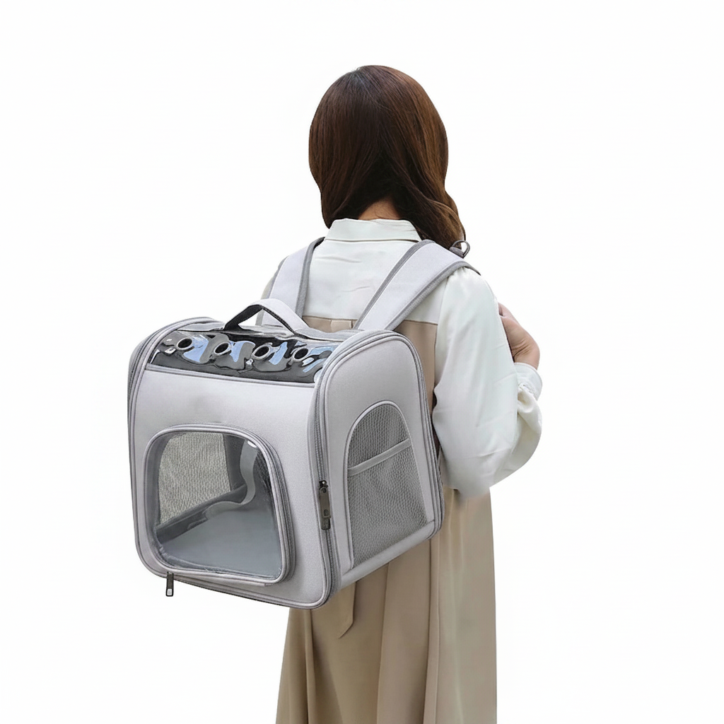 Pet Travel Backpack Carrier Foldable with Mesh Panels 41 × 28.5 × 35 cm for Pets within 7.5 kg