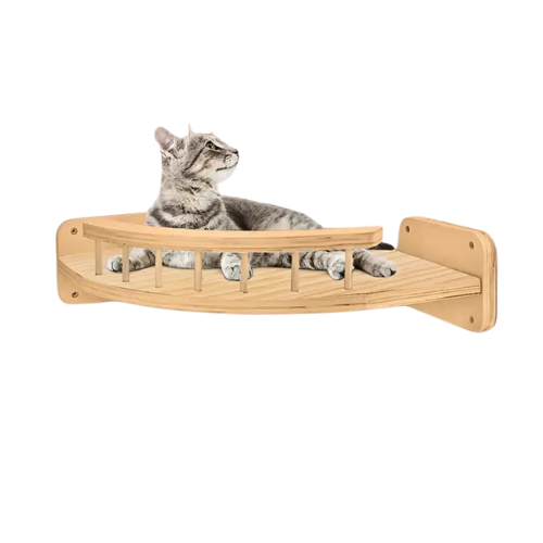 Wall Mounted Cat Hammock Corner Shelf Single Layer Wooden Cat Perch 31.5 × 31.5 cm