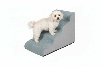 Pet Stairs 4 Steps High Density Sponge Foam with Removable Cover Grey 39 × 71 × 50 cm