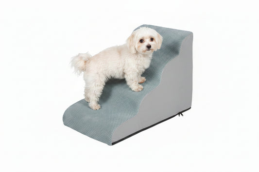 Pet Stairs 4 Steps High Density Sponge Foam with Removable Cover Grey 39 × 71 × 50 cm