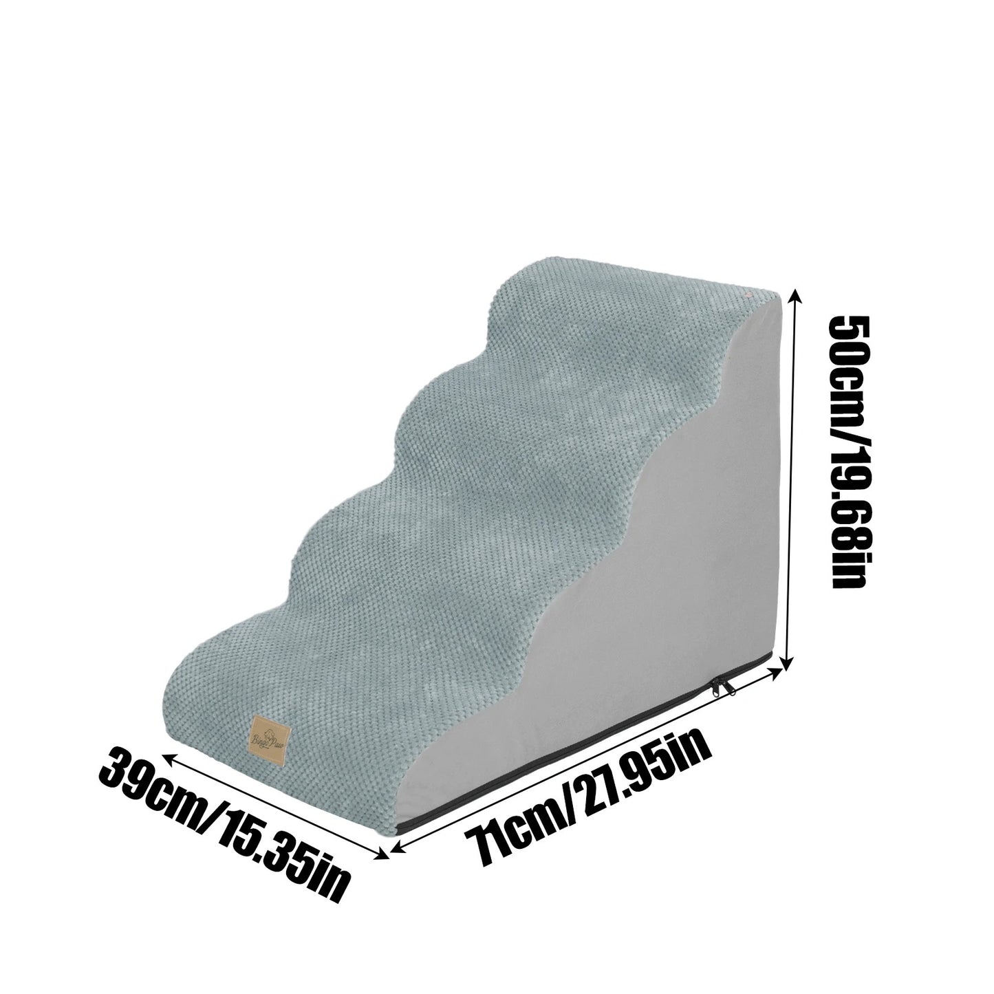Pet Stairs 4 Steps High Density Sponge Foam with Removable Cover Grey 39 × 71 × 50 cm